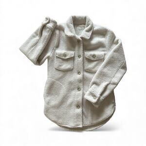 Abercrombie & Fitch Sherpa Shirt Jacket Teddy Extra Small Off White Shacket